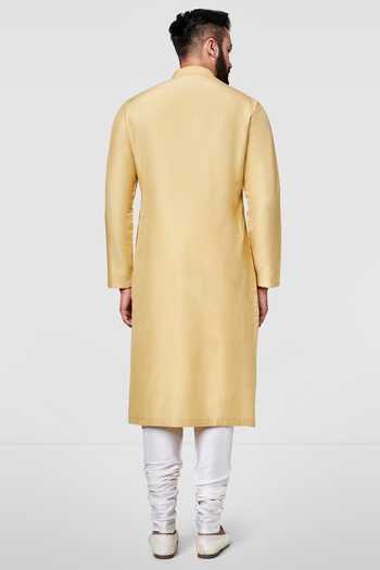 Shop Anita Dongre Yellow 100% Silk Sudhir Kurta at Aza Fashions Shop_Anita Dongre_Yellow 100% Silk Sudhir Kurta _at_Aza_Fashions