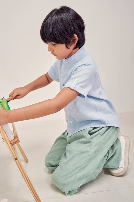 Little Luxury Green Corduroy Baggy Pants Online at Aza Fashions Little Luxury_Green Corduroy Baggy Pants _Online_at_Aza_Fashions