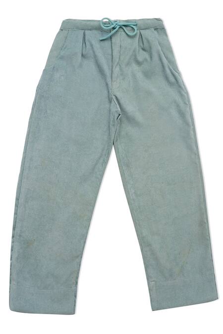Buy Little Luxury Green Corduroy Baggy Pants Online at Aza Fashions Buy_Little Luxury_Green Corduroy Baggy Pants _Online_at_Aza_Fashions