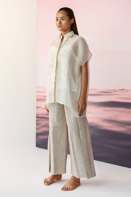 Febo6_Linen Threads Collared Neck Kaftan Shirt_Online_at_Aza_Fashions