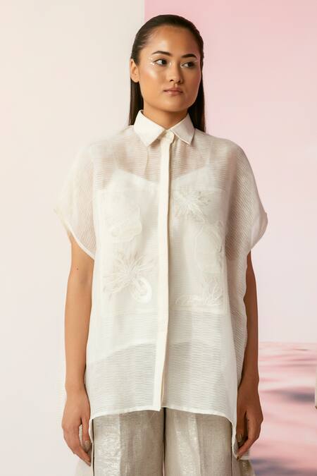Buy_Febo6_Linen Threads Collared Neck Kaftan Shirt_Online_at_Aza_Fashions