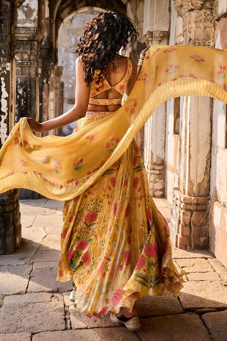 Shop Anita Dongre Yellow Silene Lehenga Set at Aza Fashions Shop_Anita Dongre_Yellow Silene Lehenga Set_at_Aza_Fashions