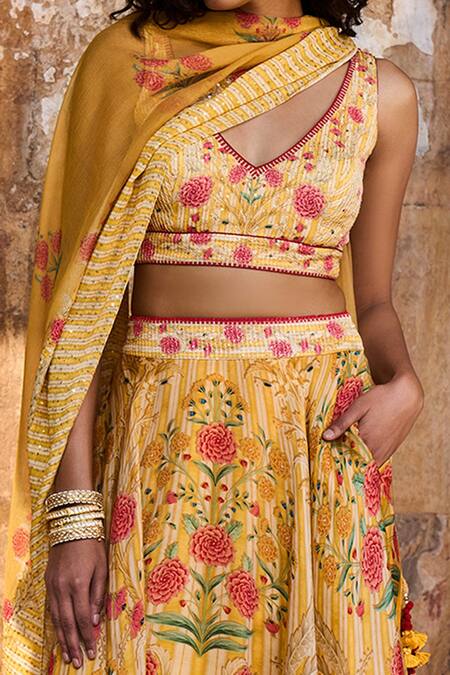 Shop Anita Dongre Yellow Silene Lehenga Set Online at Aza Fashions Shop_Anita Dongre_Yellow Silene Lehenga Set_Online_at_Aza_Fashions