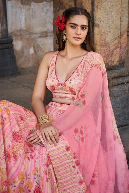 Anita Dongre_Pink Silene Lehenga Set_Online_at_Aza_Fashions
