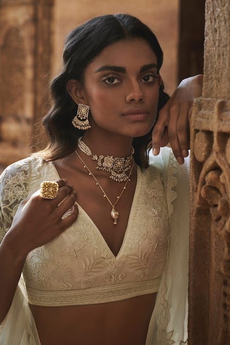 Buy_Anita Dongre_White Wild Herons Lehenga Set_Online_at_Aza_Fashions