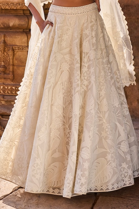 Shop_Anita Dongre_White Wild Herons Lehenga Set_Online_at_Aza_Fashions