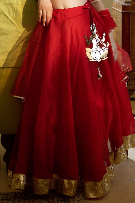 Panchhi By Kanupriya Tibrewala_White , Organza, Net Gota Patti Embroidered Blouse And Lehenga Set _Online_at_Aza_Fashions