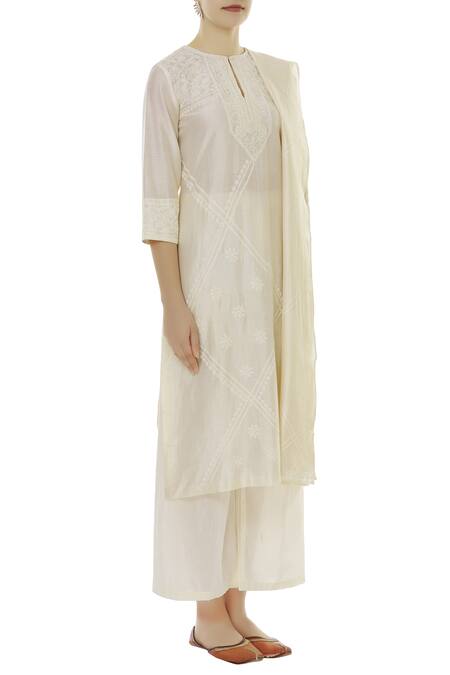 Myra By Anju Narain Off White Chikankari Embroidered Palazzo Set Online at Aza Fashions Myra By Anju Narain_Off White Chikankari Embroidered Palazzo Set_Online_at_Aza_Fashions