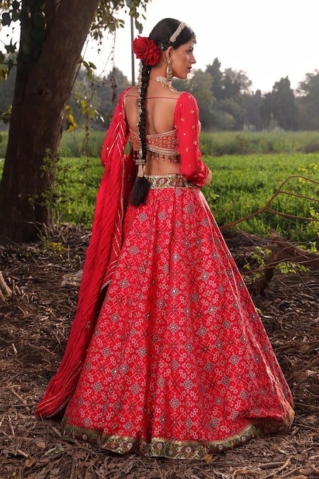 Aditi Gupta Mirror Embroidered Banarasi Lehenga Set 