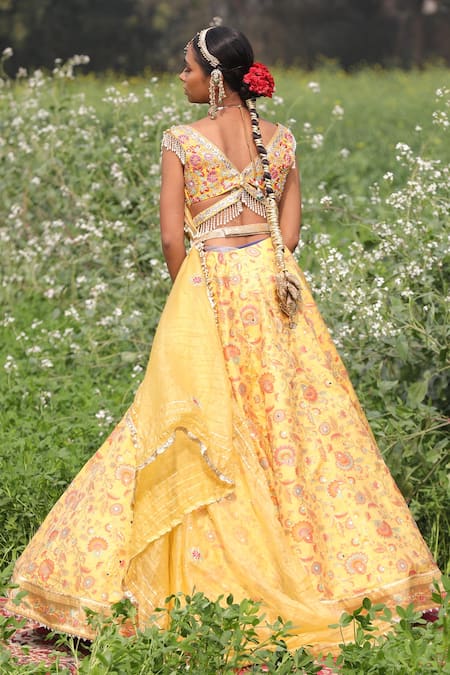 Aditi Gupta Silk Banarasi Embroidered Lehenga Set 