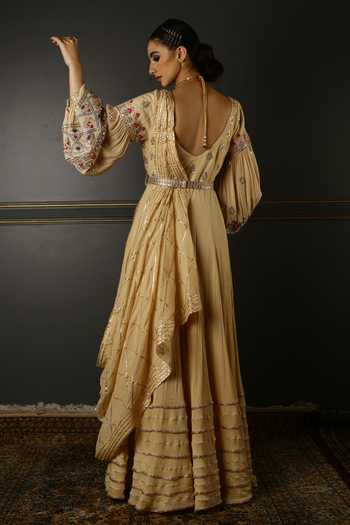 Aditi Gupta Pleated Anarkali With Textured Dupatta 