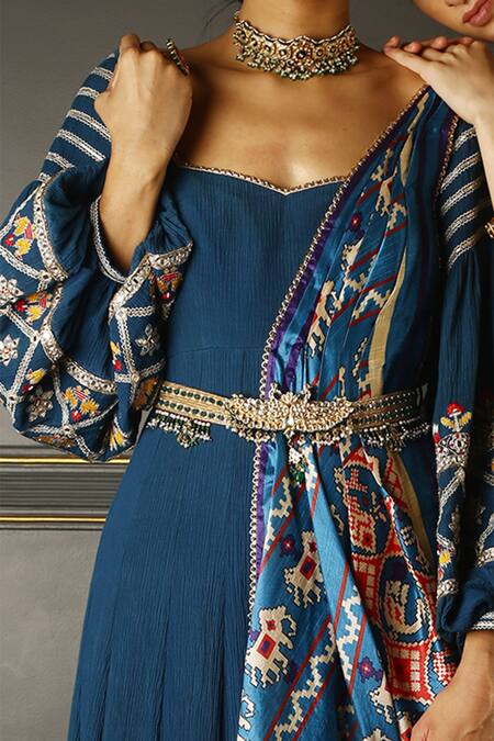 Buy Aditi Gupta Blue Anarkali Georgette Dupatta Pure Silk Resham, Zardozi Embroidered With Online at Aza Fashions Buy_Aditi Gupta_Blue Anarkali Georgette Dupatta Pure Silk Resham, Zardozi Embroidered With _Online_at_Aza_Fashions