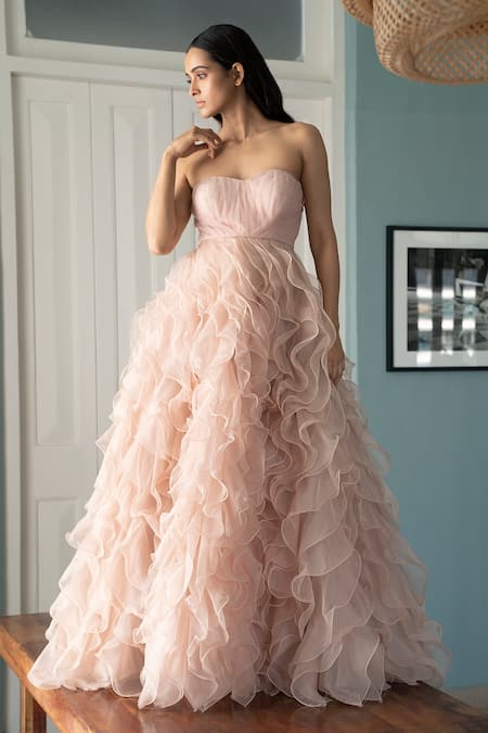 Womens Pink Ruffle Dresses