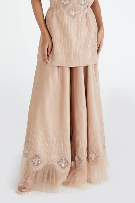 Megha Bansal Pink Organza, Chanderi Pearls, Shabnam Applique Kurta Sharara Set at Aza Fashions Megha Bansal_Pink Organza, Chanderi Pearls, Shabnam Applique Kurta Sharara Set _at_Aza_Fashions