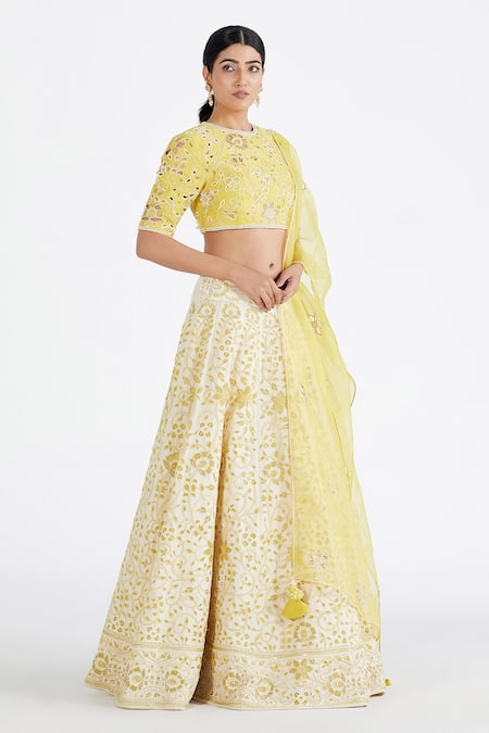 Megha Bansal Floral Applique Work Bridal Lehenga Set 