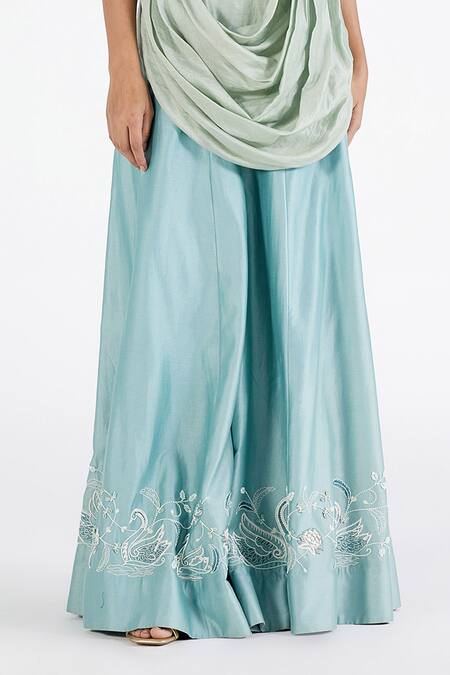 Megha Bansal Blue Organza, Chanderi Floral, Thread Iyla Hans Cape And Sharara Set at Aza Fashions Megha Bansal_Blue Organza, Chanderi Floral, Thread Iyla Hans Cape And Sharara Set _at_Aza_Fashions