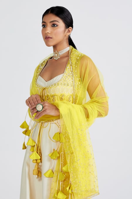 Megha Bansal White Organza, Maharani Net, Zainaab Embroidered Anarkali With Dupatta at Aza Fashions Megha Bansal_White Organza, Maharani Net, Zainaab Embroidered Anarkali With Dupatta _at_Aza_Fashions