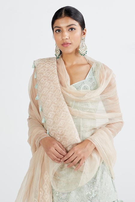 Shop Megha Bansal Blue Crepe, Maharani Net, Chiffon Tara Embroidered Kurta Lehenga Set Online at Aza Fashions Shop_Megha Bansal_Blue Crepe, Maharani Net, Chiffon Tara Embroidered Kurta Lehenga Set _Online_at_Aza_Fashions