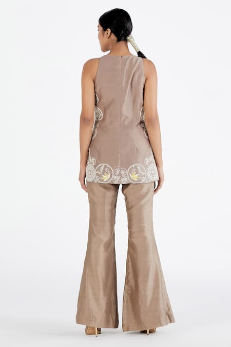 Shop Megha Bansal Pink Organza, Chanderi Jacket Shirt Collar, Kurta Sheer And Set at Aza Fashions Shop_Megha Bansal_Pink Organza, Chanderi Jacket Shirt Collar, Kurta Sheer And Set _at_Aza_Fashions