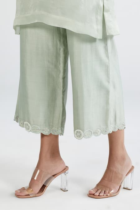 Megha Bansal_Blue Organza, Chanderi Geometric, Sequin Aarzoo Vrit Work Set _at_Aza_Fashions