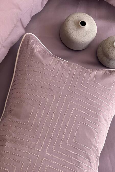 Sadyaska Pink 100% Cotton Embroidered Cubicle Pattern Bedsheet Set Online at Aza Fashions Sadyaska_Pink 100% Cotton Embroidered Cubicle Pattern Bedsheet Set_Online_at_Aza_Fashions