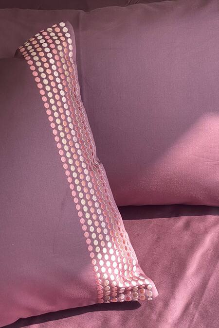Sadyaska_Purple Cotton Embroidery Bedsheet With Pillow Covers_Online_at_Aza_Fashions