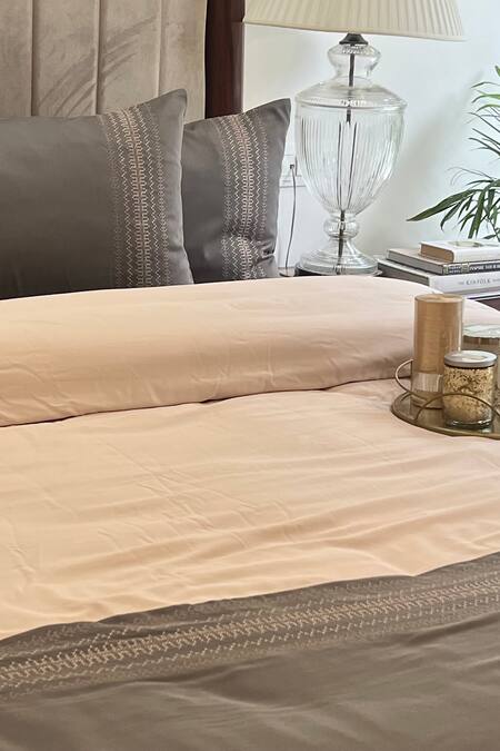 Sadyaska Grey 100% Cotton Pristine Pattern Duvet Cover