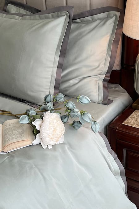 Shop_Sadyaska_Green 100% Cotton Duplex Pastel Duvet Cover_Online_at_Aza_Fashions