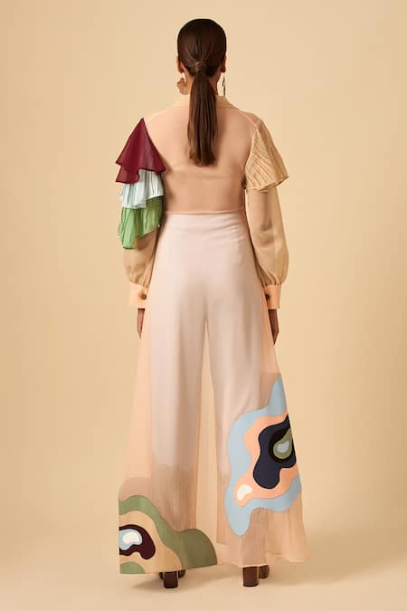 Shop Siddhant Agrawal Pink Crepe, Georgette Spread Collar Applique Shirt Dress at Aza Fashions Shop_Siddhant Agrawal_Pink Crepe, Georgette Spread Collar Applique Shirt Dress _at_Aza_Fashions