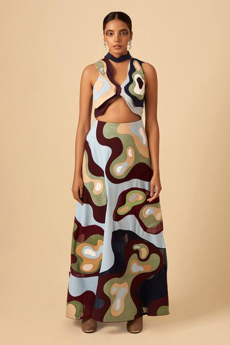 Buy Siddhant Agrawal Blue Crepe, Georgette Applique Skirt Online at Aza Fashions Buy_Siddhant Agrawal_Blue Crepe, Georgette Applique Skirt _Online_at_Aza_Fashions