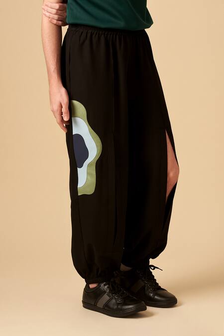 Buy Siddhant Agrawal Black Textured Poly Crepe Applique Trouser Online at Aza Fashions Buy_Siddhant Agrawal_Black Textured Poly Crepe Applique Trouser _Online_at_Aza_Fashions