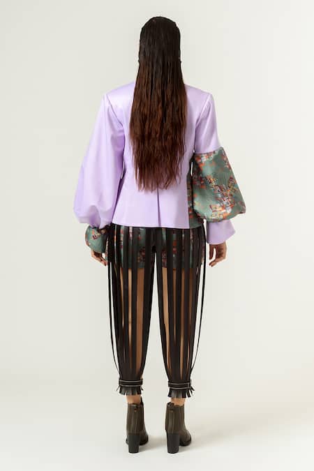 Shop Siddhant Agrawal Green Poly Velvet Satin And Pu Leather Strappy Trousers at Aza Fashions Shop_Siddhant Agrawal_Green Poly Velvet Satin And Pu Leather Strappy Trousers _at_Aza_Fashions