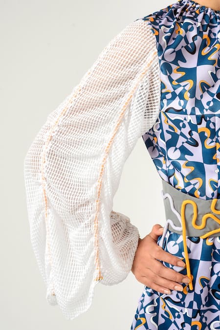 Siddhant Agrawal Purple Velvet Satin And Knit Mesh Round Printed Playsuit at Aza Fashions Siddhant Agrawal_Purple Velvet Satin And Knit Mesh Round Printed Playsuit _at_Aza_Fashions