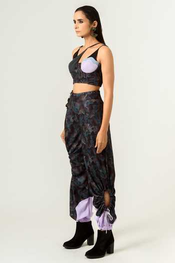 Buy_Siddhant Agrawal_Black Lycra And Velvet Satin Printed Joggers _Online_at_Aza_Fashions