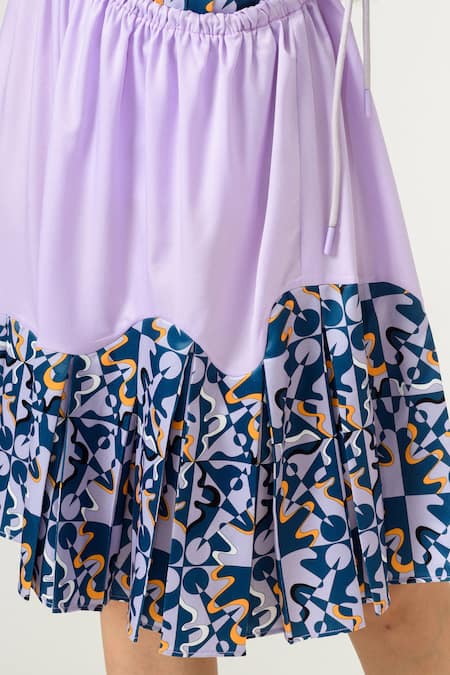 Siddhant Agrawal_Purple Poly Velvet Satin Round Printed Dress _at_Aza_Fashions