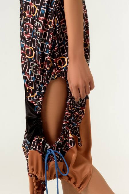 Siddhant Agrawal_Multi Color Lycra, Velvet And Printed Shirt Dress _at_Aza_Fashions