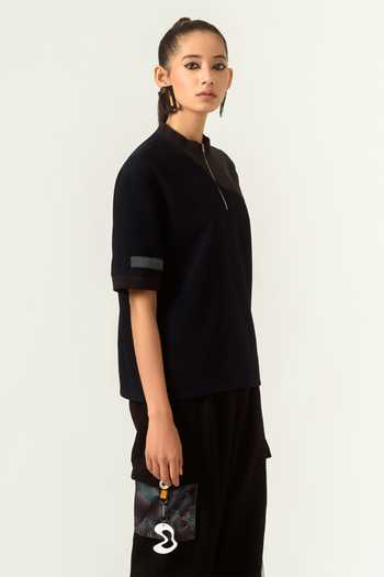 Buy_Siddhant Agrawal_Blue Knit And Unisex Reflector T-shirt _Online_at_Aza_Fashions