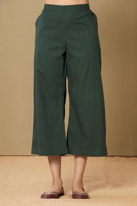 Sagaa By Vanita_Green Ajrakh Round Top And Pant Set_at_Aza_Fashions