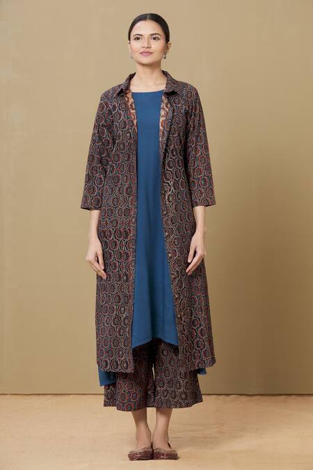 Buy Sagaa By Vanita Maroon Ajrakh Embroidery Shirt Collar Jacket And Pant Set Online at Aza Fashions Buy_Sagaa By Vanita_Maroon Ajrakh Embroidery Shirt Collar Jacket And Pant Set _Online_at_Aza_Fashions