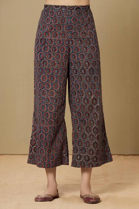 Sagaa By Vanita Maroon Ajrakh Embroidery Shirt Collar Jacket And Pant Set at Aza Fashions Sagaa By Vanita_Maroon Ajrakh Embroidery Shirt Collar Jacket And Pant Set _at_Aza_Fashions