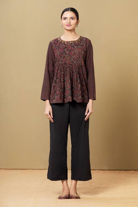 Buy Sagaa By Vanita Red Ajrakh Round Top And Pant Set Online at Aza Fashions Buy_Sagaa By Vanita_Red Ajrakh Round Top And Pant Set_Online_at_Aza_Fashions