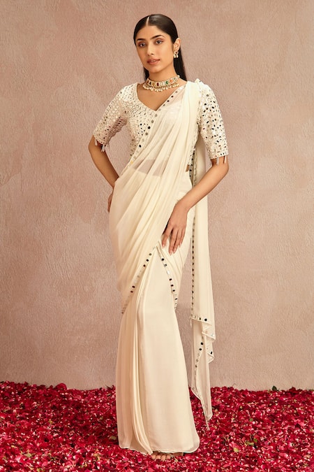 Samatvam by Anjali Bhaskar Pre-Draped Saree With Embroidered Blouse 