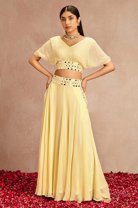 Samatvam by Anjali Bhaskar Mirror Embroidered Lehenga & Blouse Set 