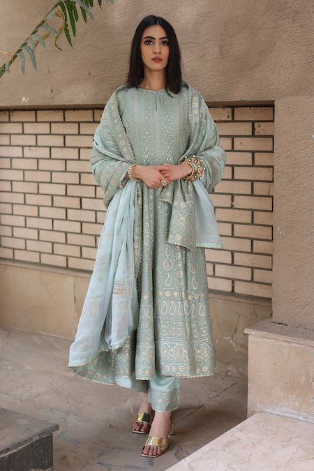 Safaa Firdaus Woven Anarkali Set 