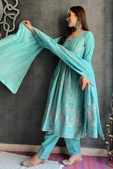 Safaa Nagma Woven Anarkali Set 