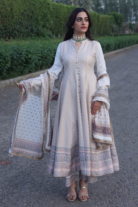 Safaa Zaida Woven Anarkali Set 