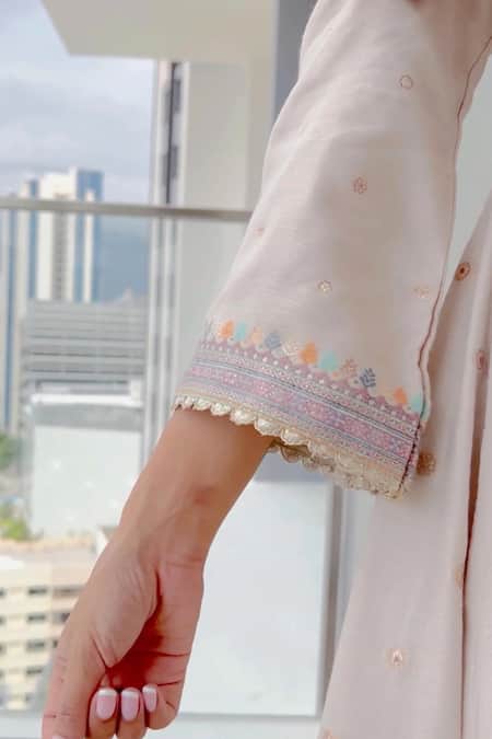 Shop_Safaa_Ivory Vegan Silk Sitara Work And Aari Round Abyad Anarkali Set _Online_at_Aza_Fashions