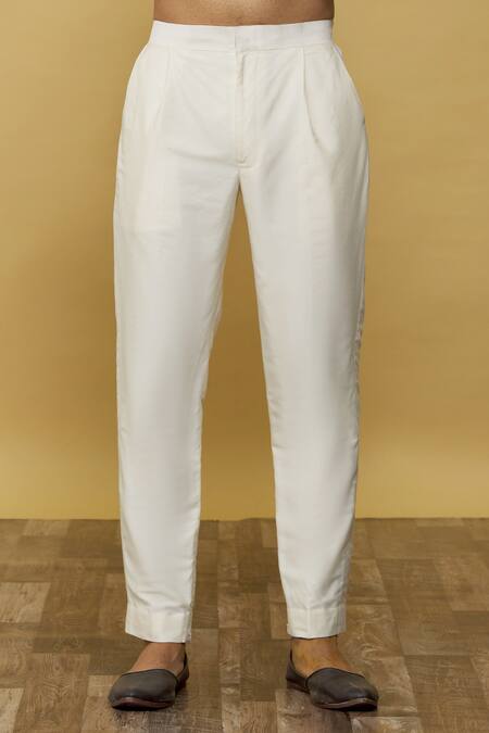 Aqube By Amber_Beige Raw Silk Embroidery Cord And Resham Floral Kurta_Online_at_Aza_Fashions