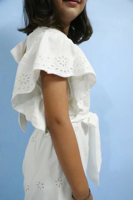 Shop_Littlecheer_White Cotton Embroidery Swan Fairy Schiffli Jumpsuit _Online_at_Aza_Fashions