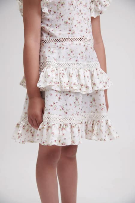 Shop_Littlecheer_White Cotton Ruffles Rosemary Floral Print Tiered Dress _Online_at_Aza_Fashions
